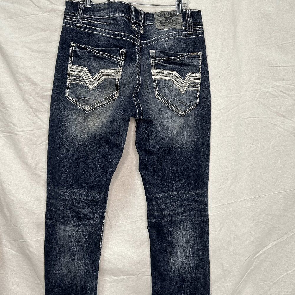 Buckle salvage supply co mayhem straight stretch denim dungarees jeans womens 34 - Picture 3 of 6